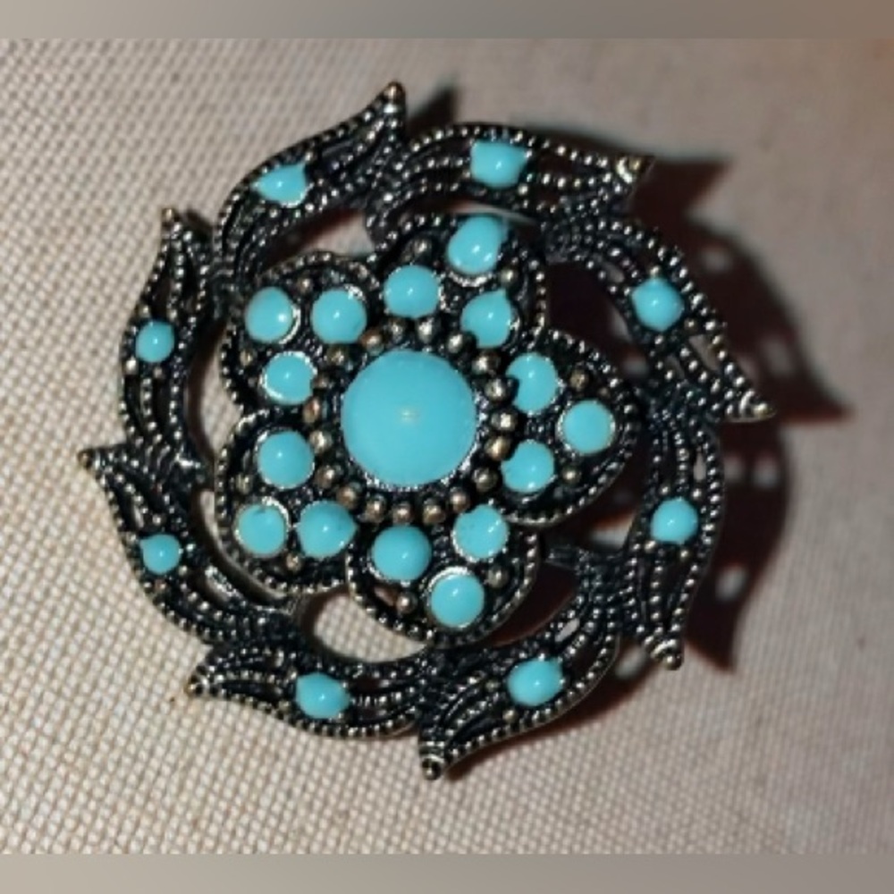 Turquoise Adjustable Flower Ring